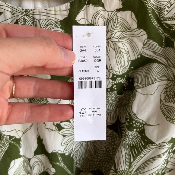 NWT J. Crew X Liberty London Floral Cotton Cut Out Green Cream Boho Resort Sz 6 - Picture 7 of 9